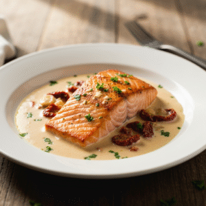 Creamy garlic Marry Me Salmon with Parmesan sauce recipe
