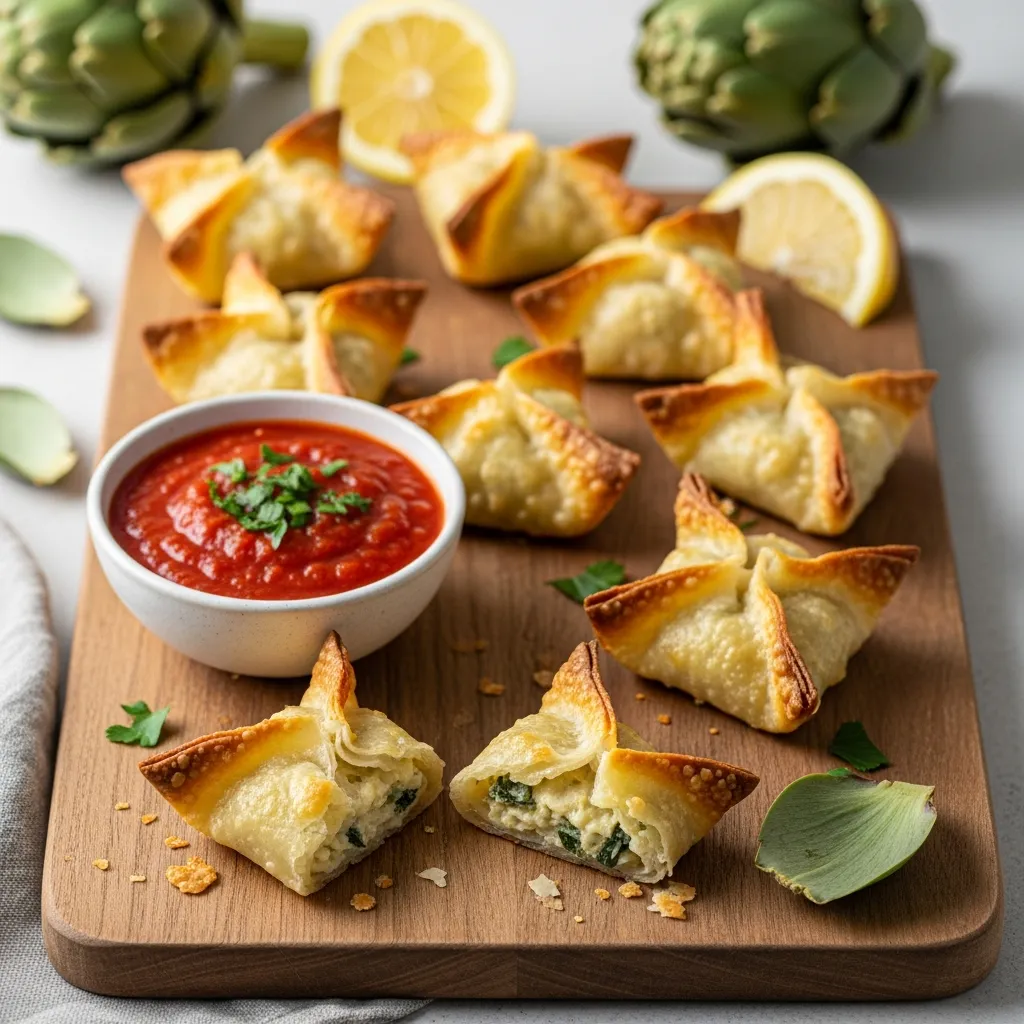 Ingredients for Spinach & Artichoke Wontons
