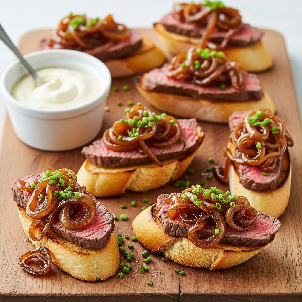 Ingredients for Steak Crostini with Horseradish Sauce & Caramelized Onions
