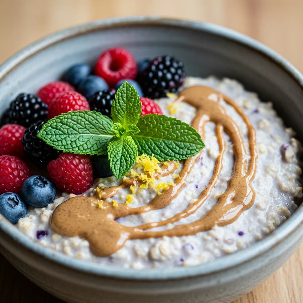 Ingredients for Blended Tofu & Blueberry Oats (No Protein Powder)