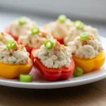 Quick protein snack recipe with cheese stuffed mini peppers for healthy eating.