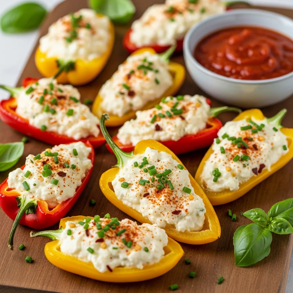 Ingredients for 5 minute Protein Snack Cheese Stuffed Mini Peppers Recipe