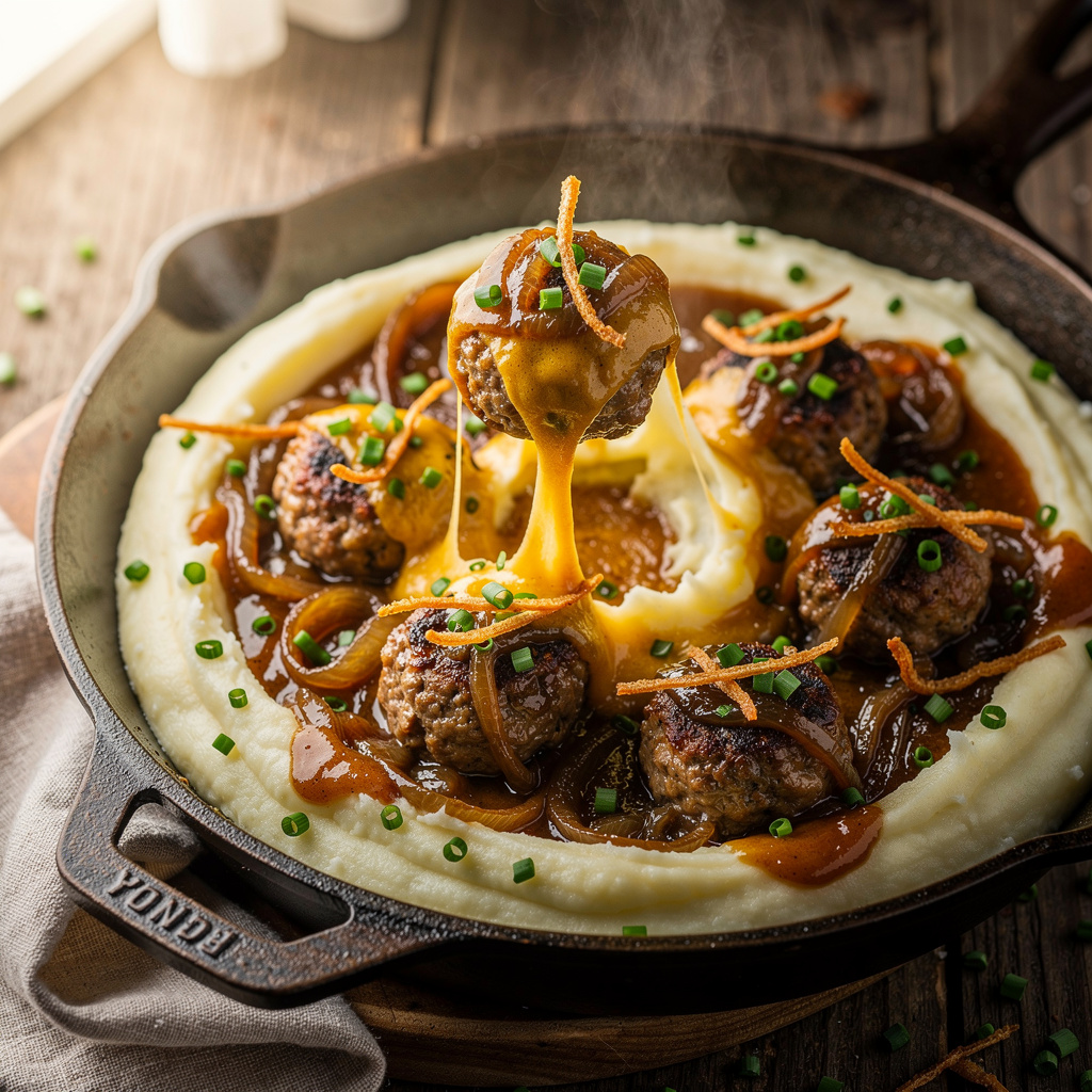 Ingredients for Cheesy French Onion Meatballs