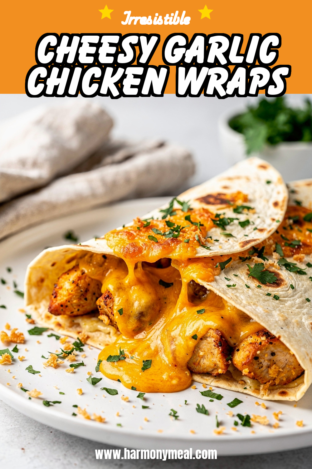 Storage and leftovers for Cheesy Garlic Chicken Wraps