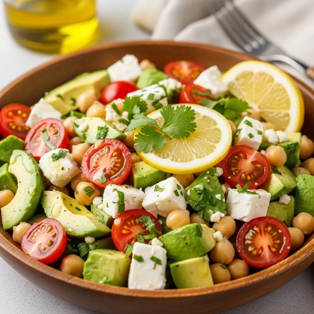 Ingredients for Chickpea Feta Avocado Salad