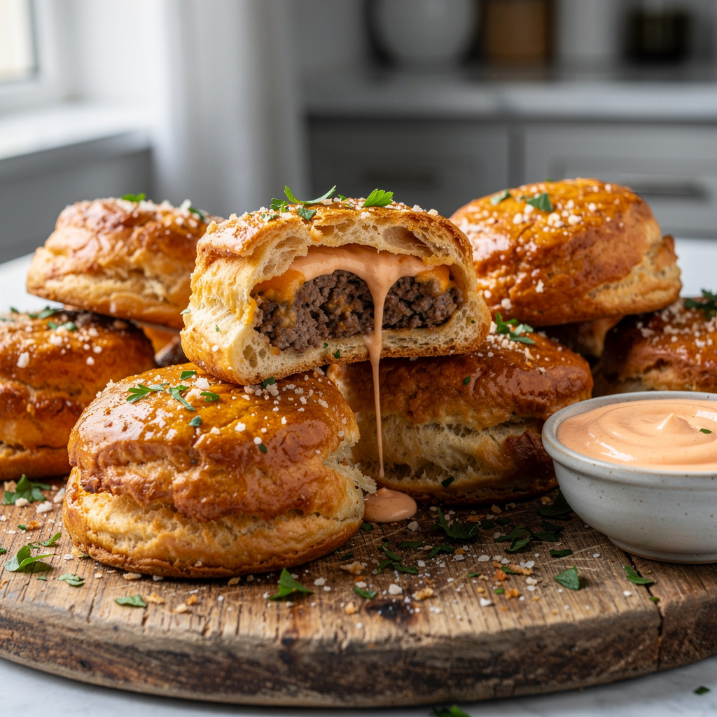 Ingredients for Irresistible Garlic Parmesan Cheeseburger Bombs for Game Day