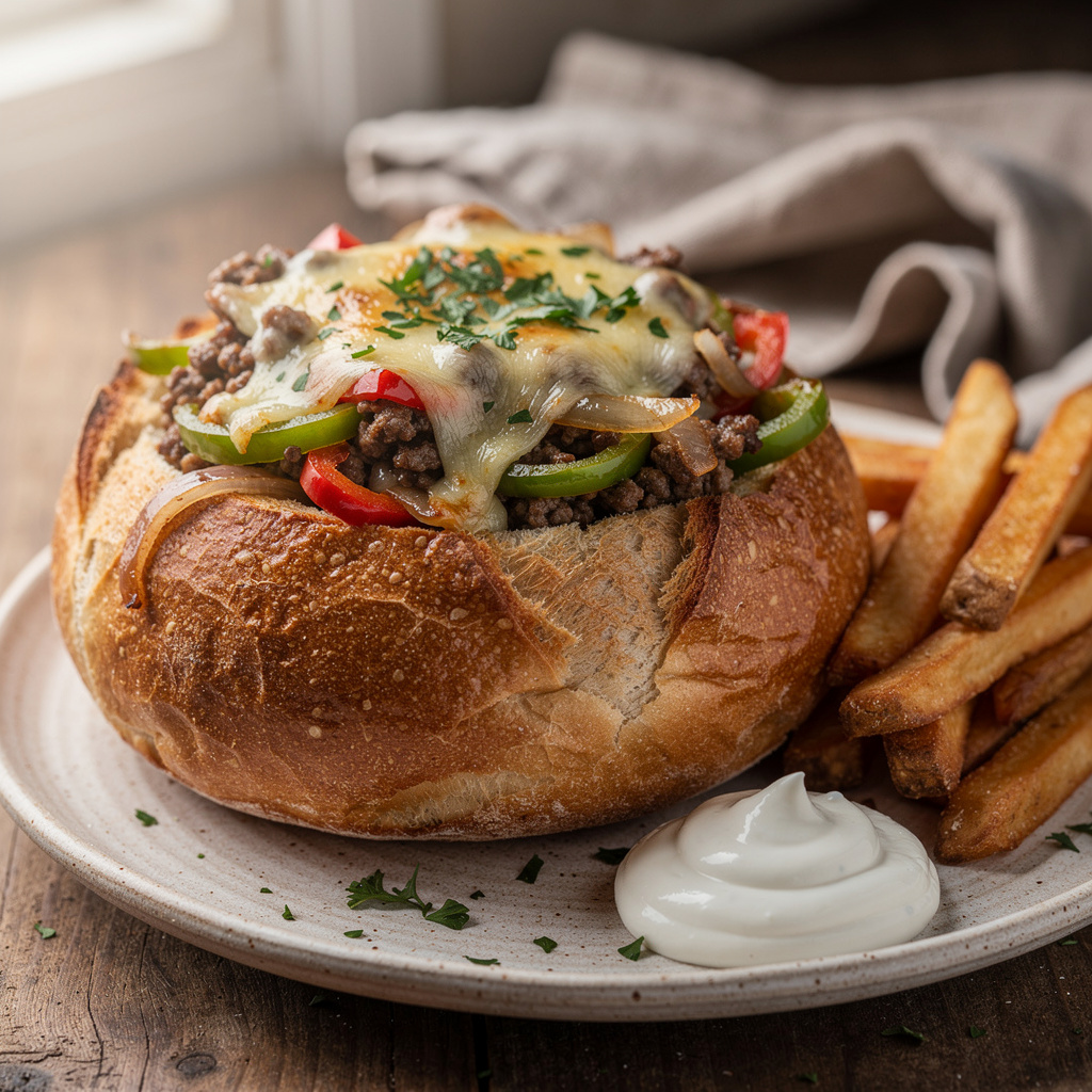 Ingredients for Ground Beef Philly Cheesesteaks