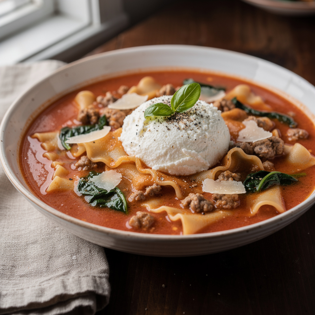 Ingredients for High Protein Lasagna Soup