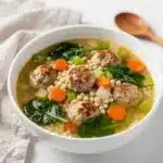 Italian Wedding Soup recipe with chicken meatballs spinach and acini di pepe pasta