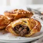 Golden brown Guinness beef hand pie with flaky crust and savory gravy filling.