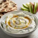 Creamy whipped feta dip drizzled with hot honey and pita chips