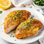 Air fryer lemon pepper chicken with crispy skin and juicy white meat