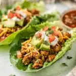 Healthy turkey taco lettuce wraps with seasoned meat and crisp fresh lettuce