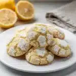 Lemon crinkle cookies with chewy centers and powdered sugar crackle tops.