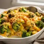 Creamy make ahead cheesy broccoli casserole with crispy golden panko topping.
