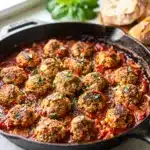 Make ahead turkey meatball marinara skillet with creamy tomato sauce