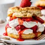 Make ahead strawberry shortcake with juicy berries and vanilla whipped cream