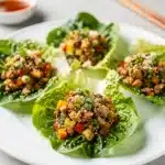 Asian chicken lettuce cups with hoisin and sesame