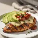 Grilled California chicken with avocado, cheese, and sun-dried tomatoes.