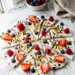 Greek yogurt berry nut chocolate frozen bark shards